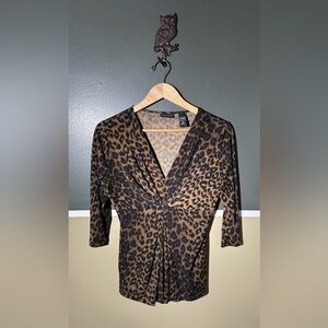 New York & Company Leopard Print Top - Brown and Black